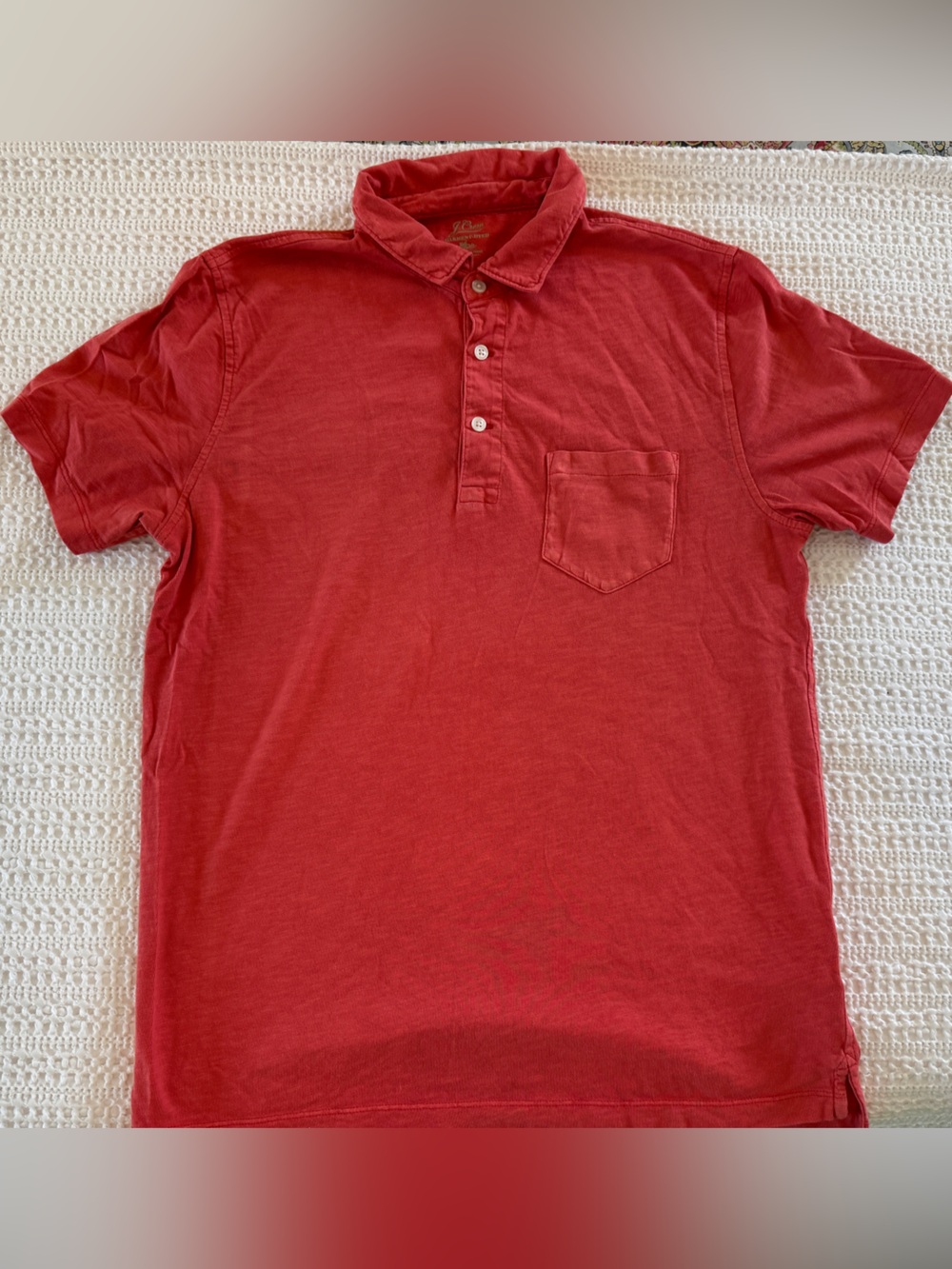 J.Crew Men’s Garment-Dyed Slub Cotton Pocket Polo Medium Red